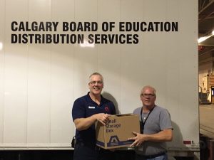 Maple Leaf Self Storage dropping off supplies to Calgary Board of Education