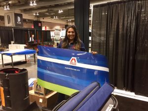 Pam Brar setting up our Calgary Fall Home show booth