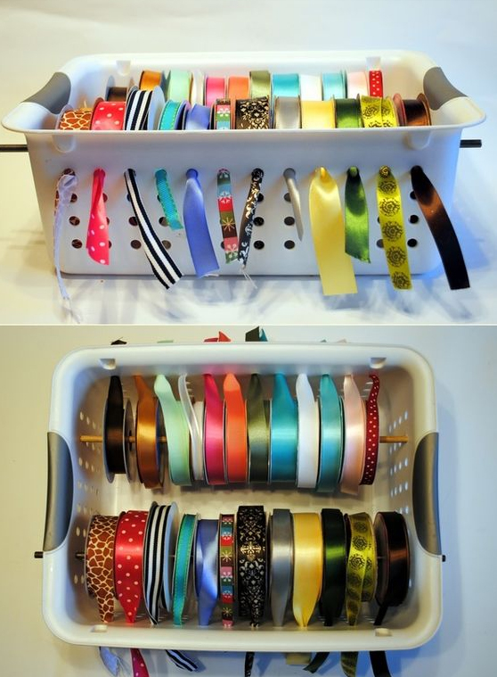 Turn plastic tubs into hanging storage